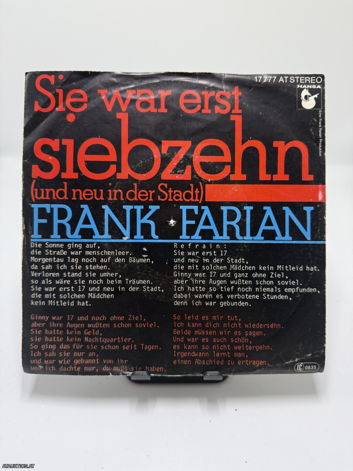 Single / Frank Farian – Sie War Erst Siebzehn (Und Neu In Der Stadt)