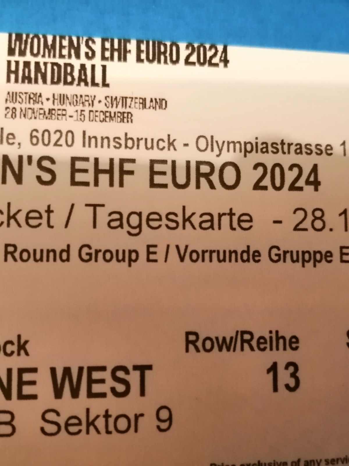 2 Kqrten für Handball EHF 28.11