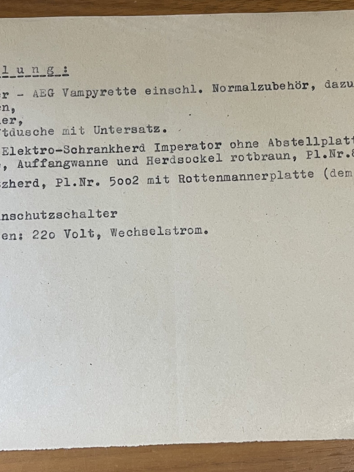 Alte Rechnung und Bestellung von AEG-Union 1955