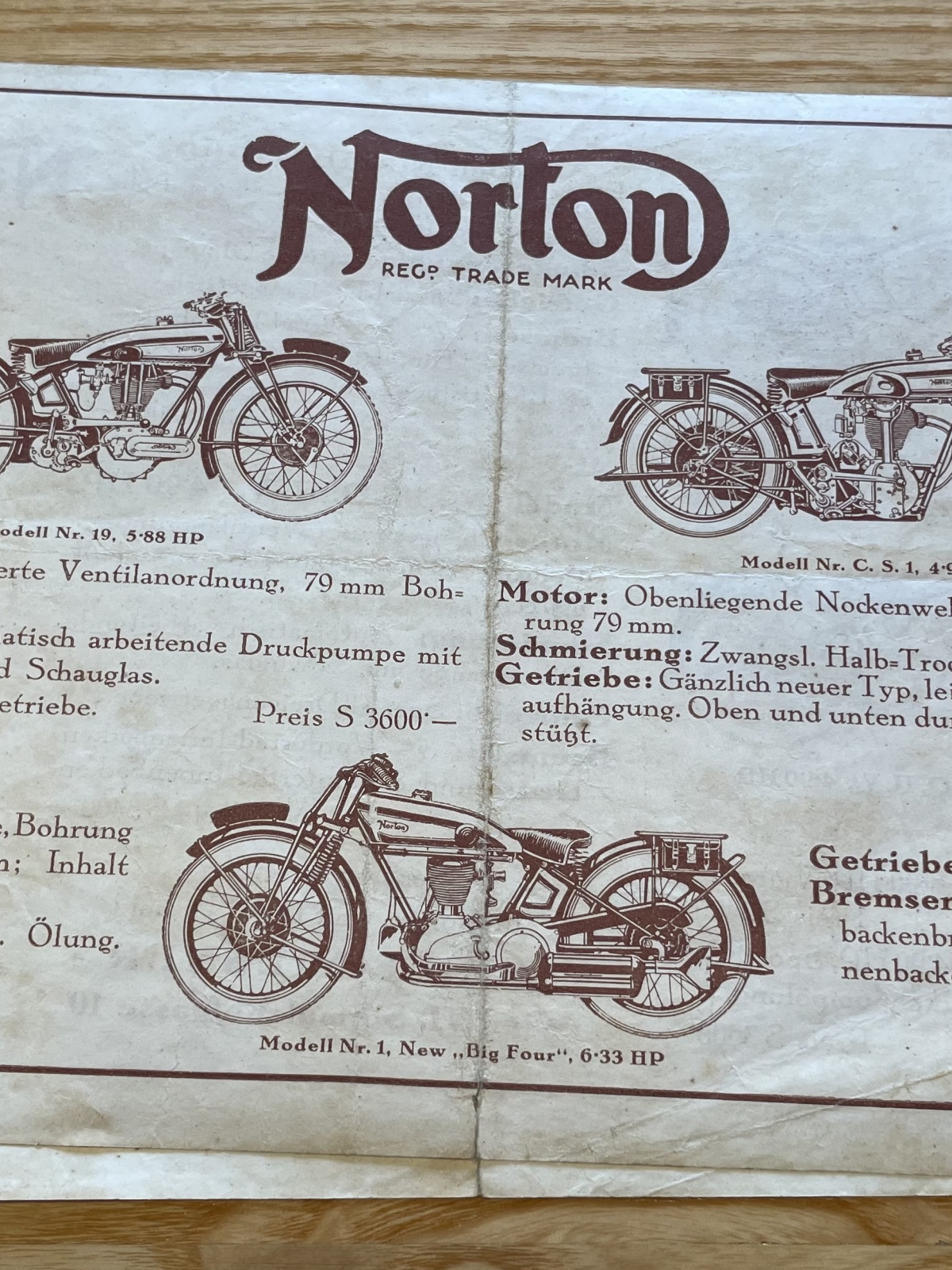 Motorräder-Modellheft/Preisliste Norton und Royal Enfield 20/30er Jahren