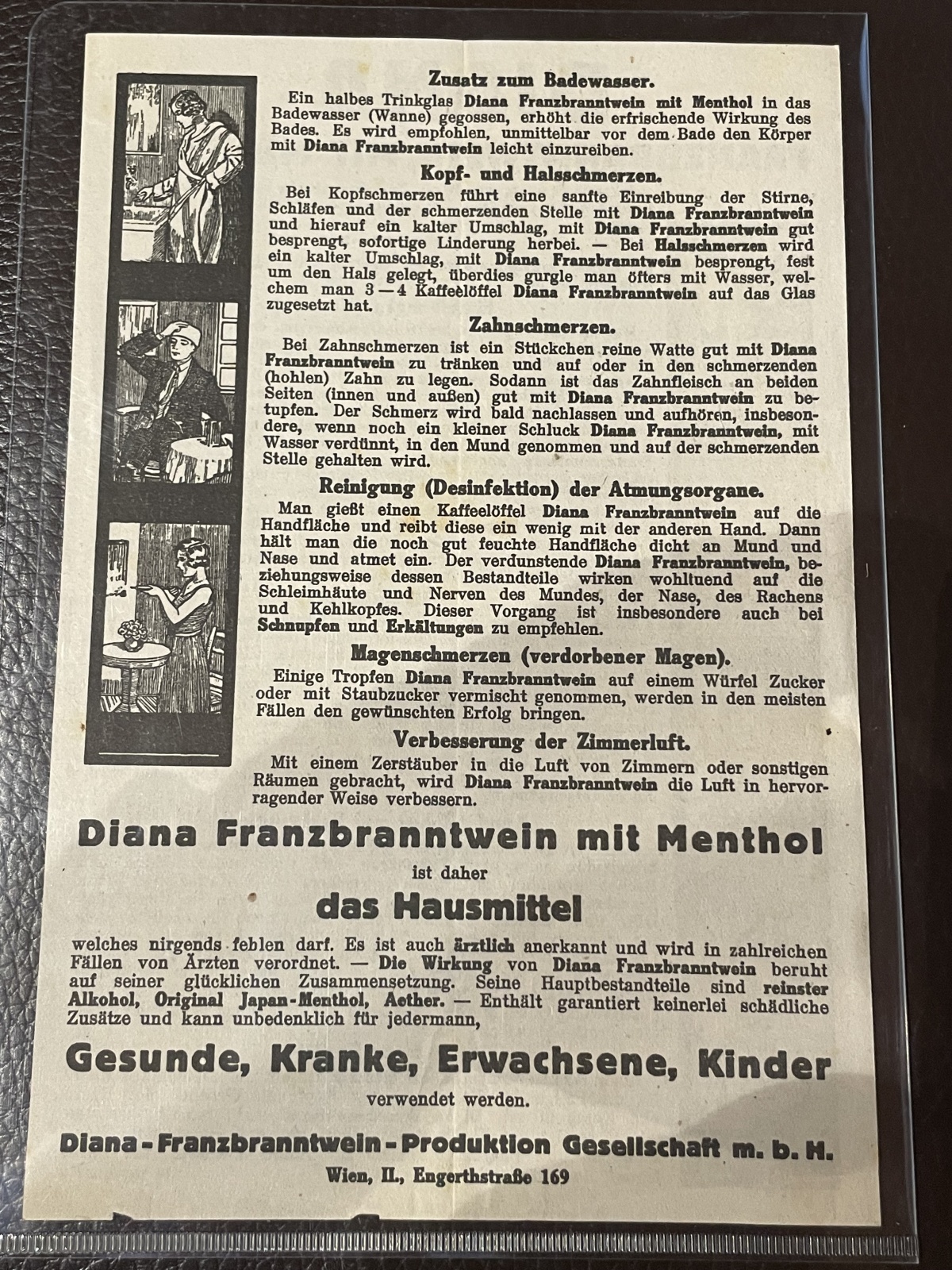 Alte Werbung Diana Franzbranntwein