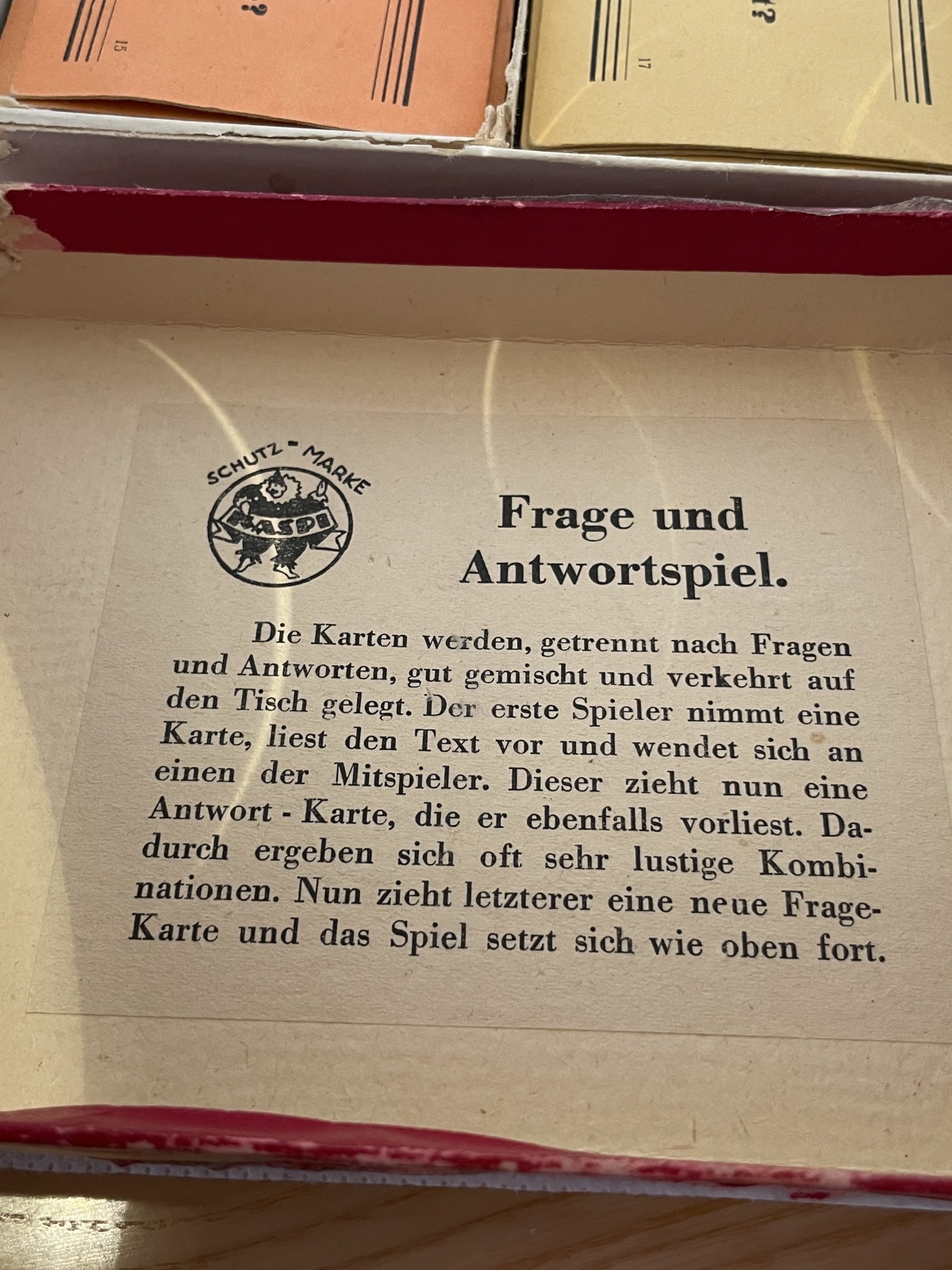 Frage- u. Antwort Spiel aus den 50er Jahren