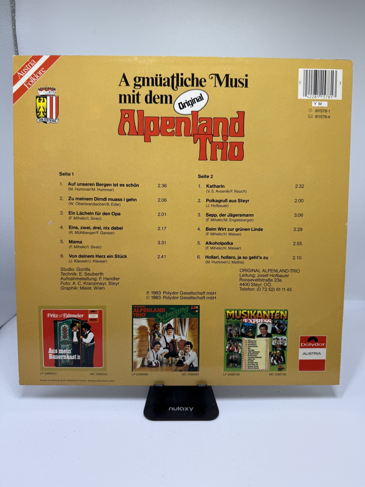 LP / Original Alpenland Trio – A Gmüatliche Musi Mit Dem Original Alpenland Trio