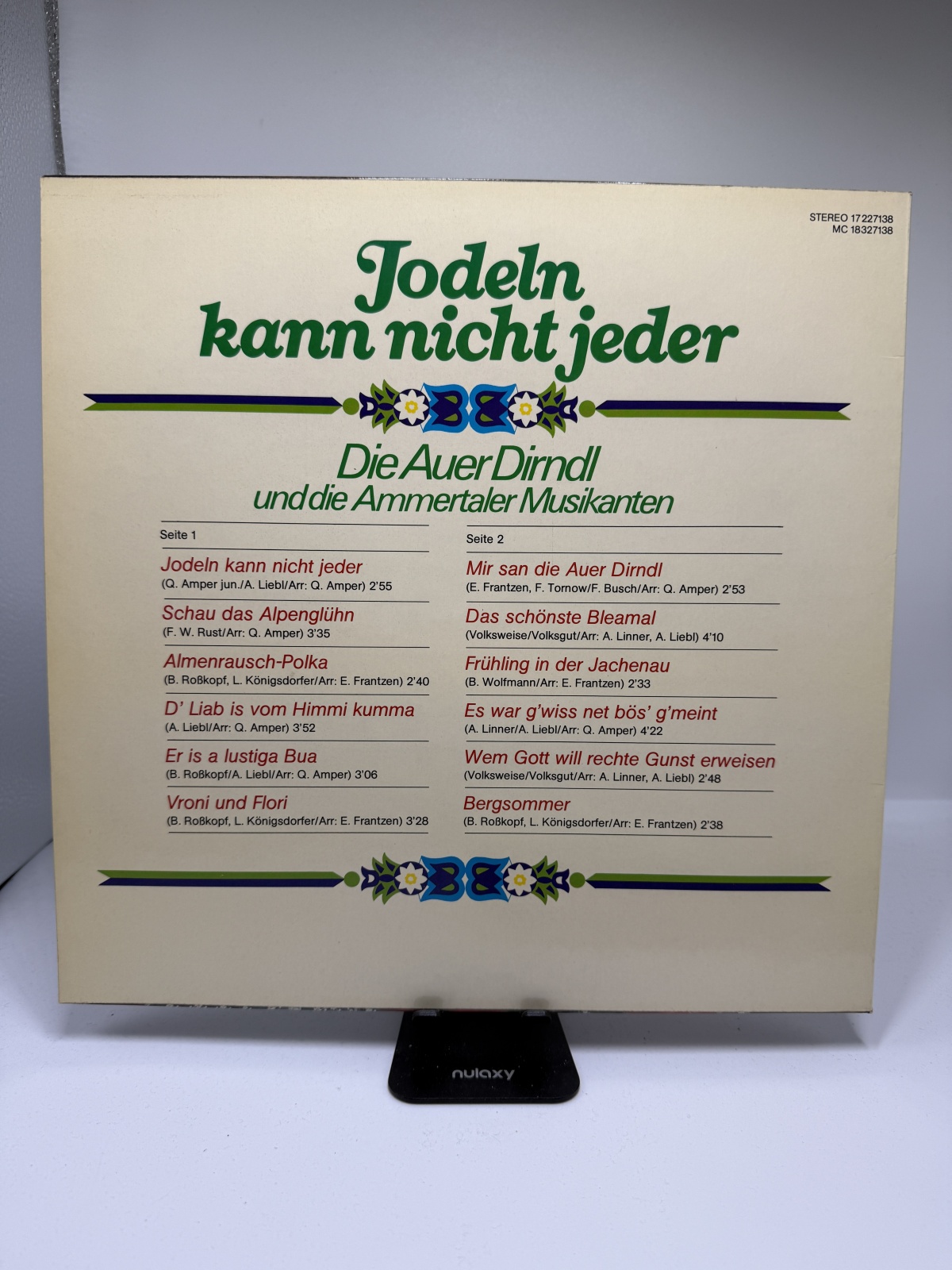 LP / Die Auer Dirndln Und Die Ammertaler Musikanten – Jodeln Kann Nicht Jeder