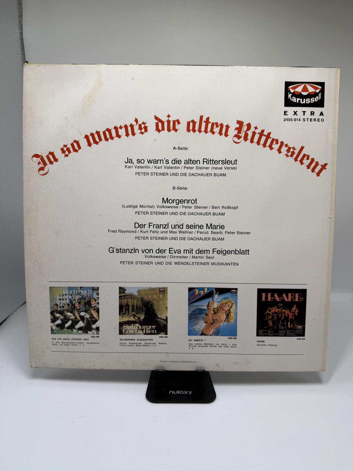 LP / Peter Steiner Mit Seinen Dachauer Buam – Ja So Warn's Die Alten Rittersleut