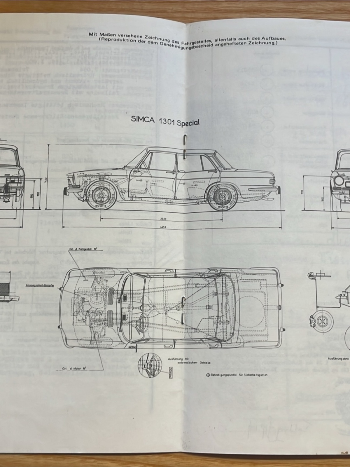 Simca 1301 Special Typenschein