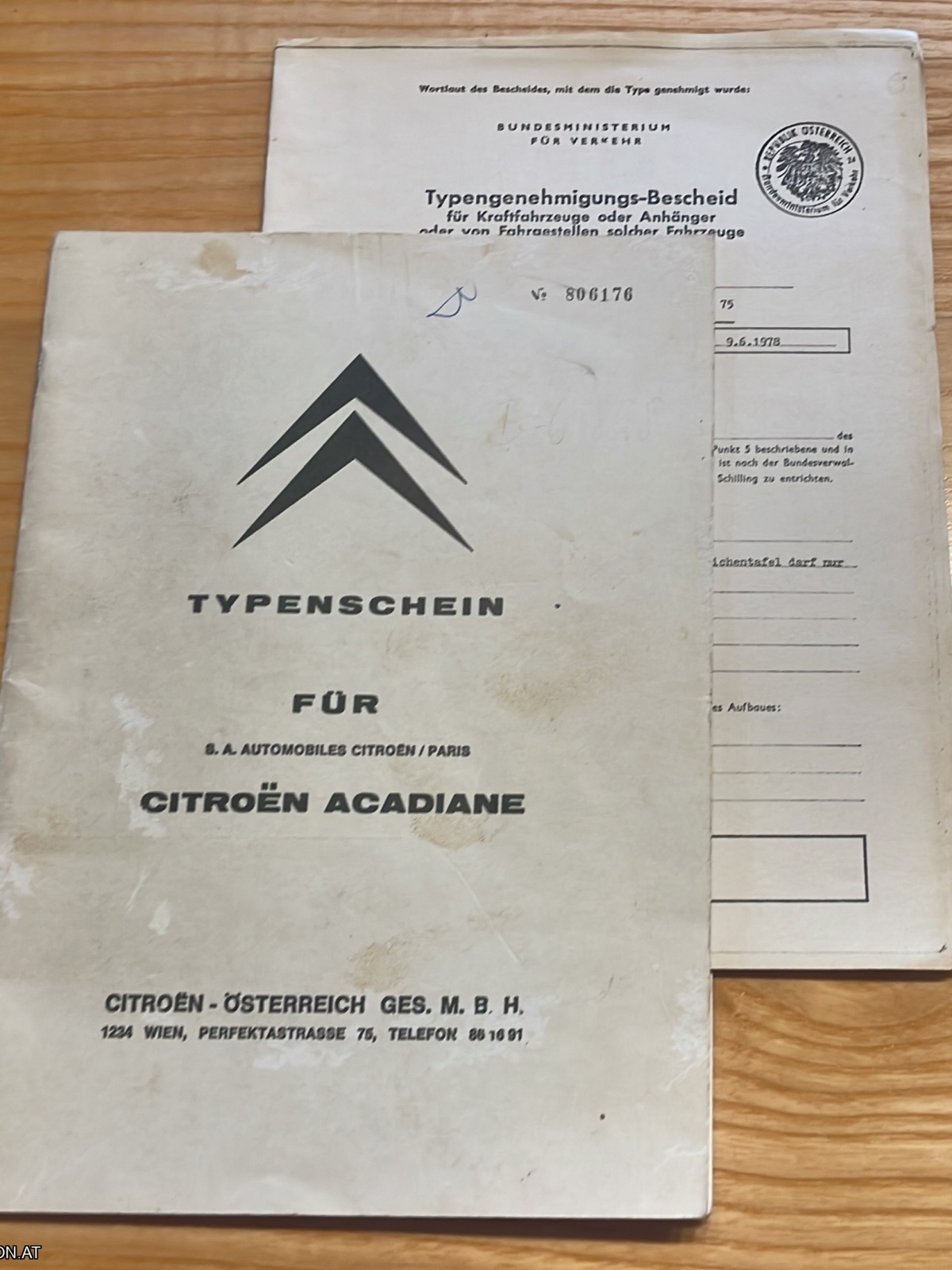 Citroen Acadiane Typenschein