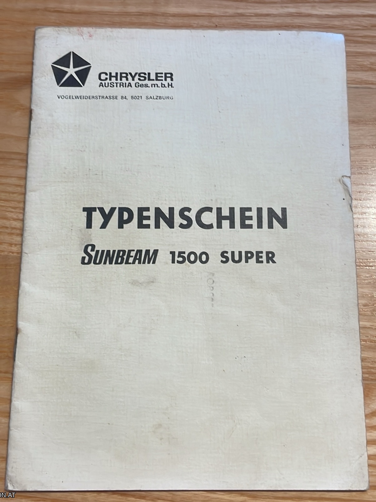 Sunbeam 1500 Super Typenschein