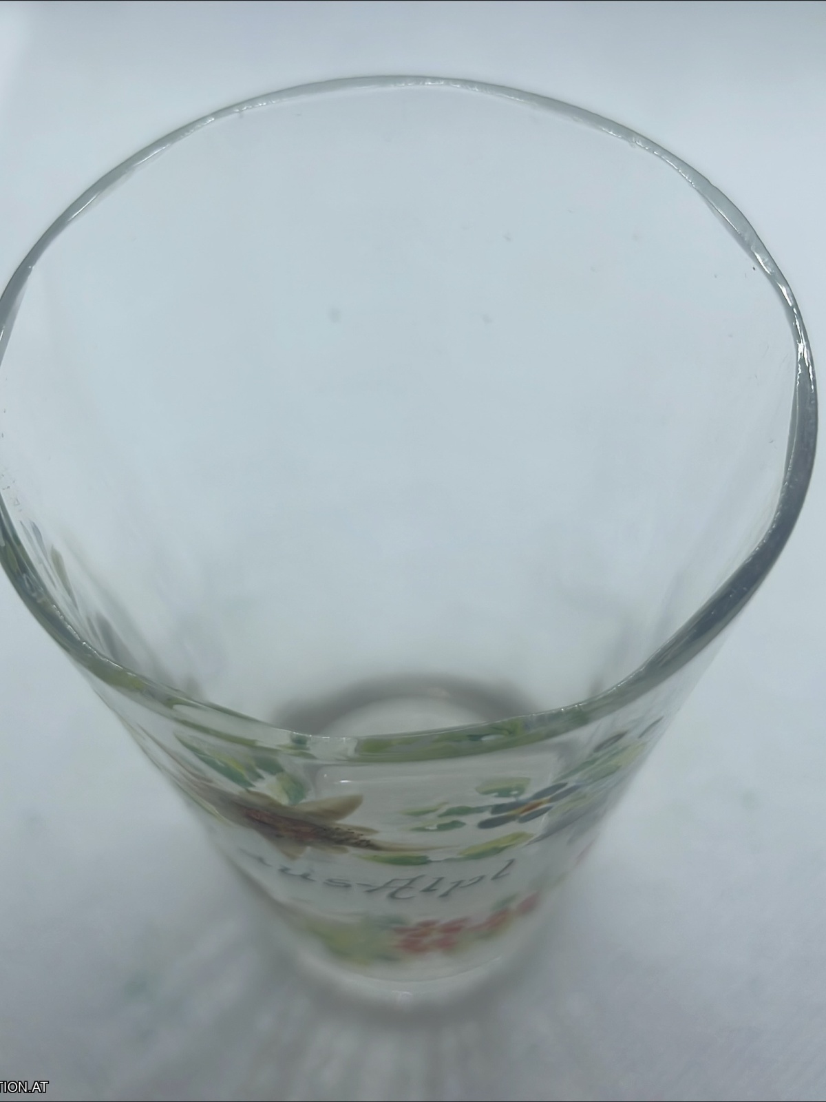 Antikes Glas Gruß aus Alpl