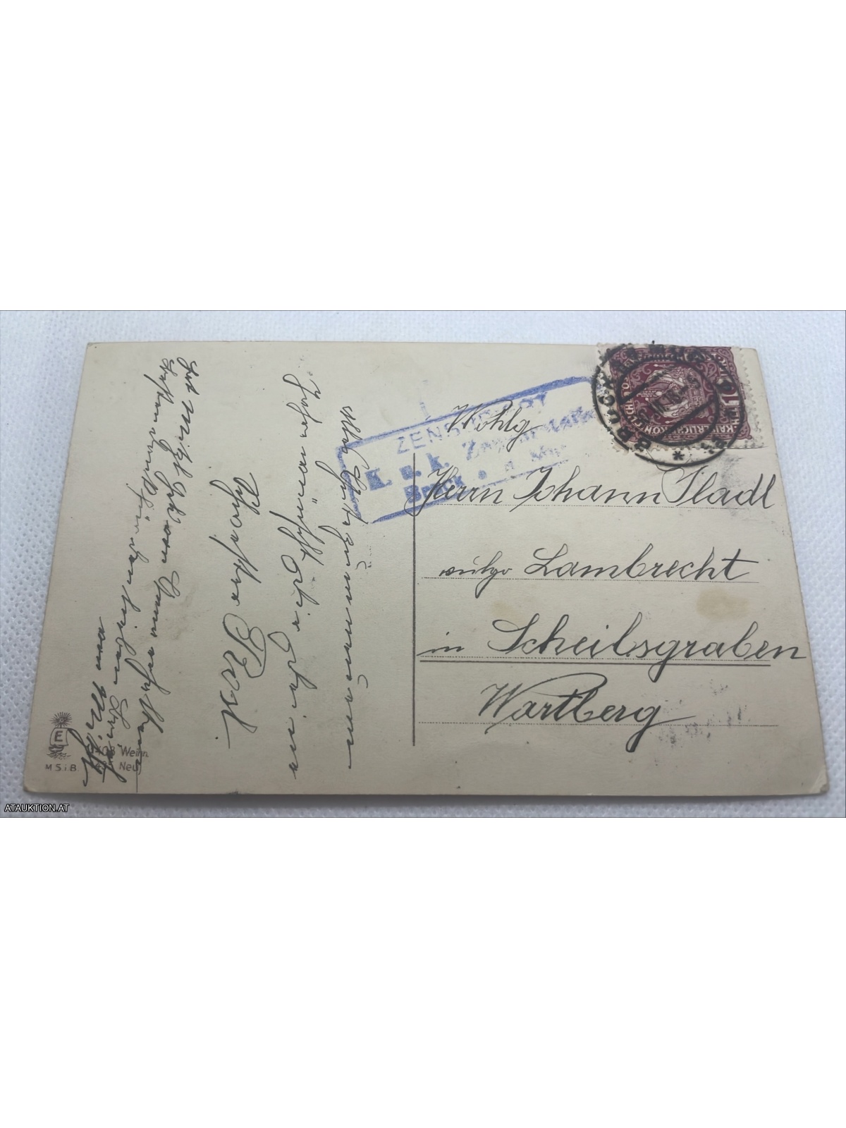 AK K.K.Neujahrskarte mit Zensurstempel 1918