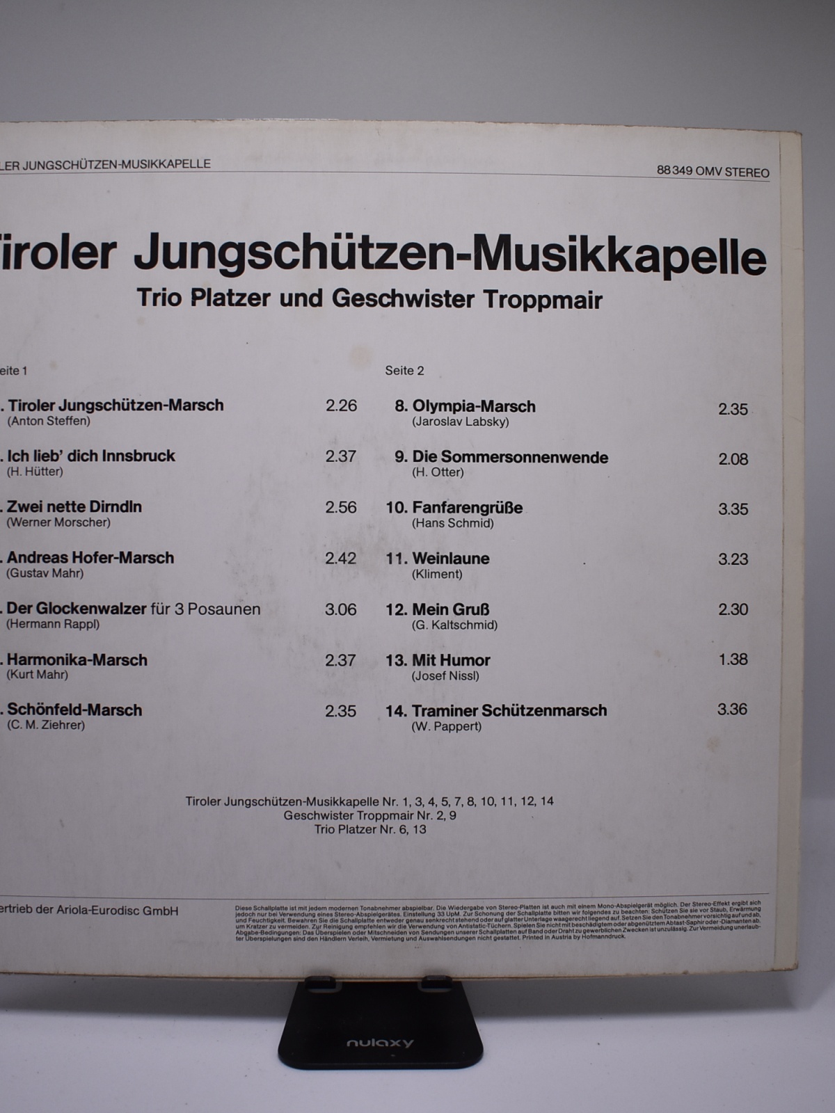 LP / Tiroler Jungschützen-Musikkapelle, Trio Platzer, Geschwister Troppmair – Tiroler Jungschützen-Musikkapelle