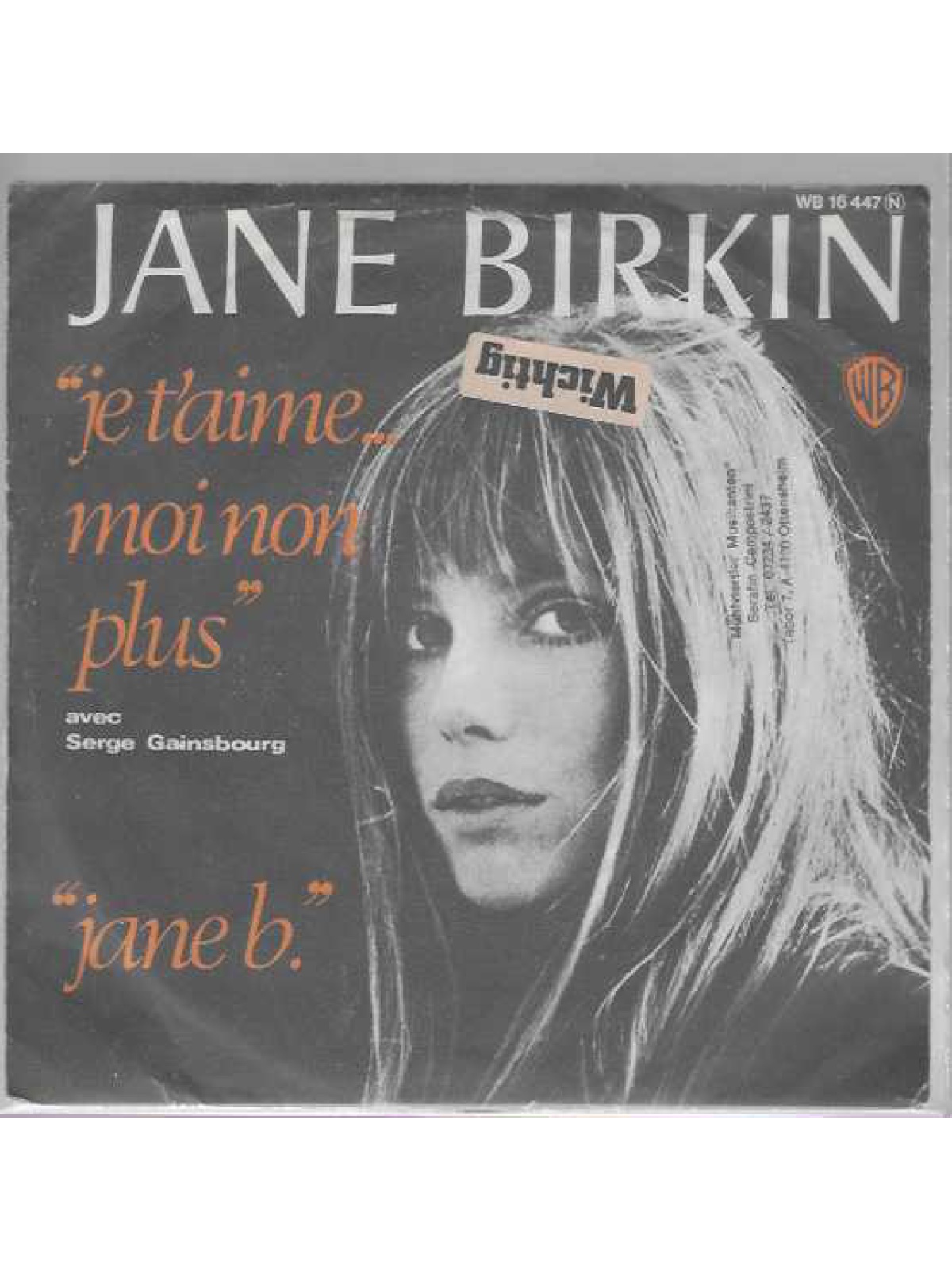 SINGLE / Jane Birkin Avec Serge Gainsbourg – Je T'aime ... Moi Non Plus / Jane B.