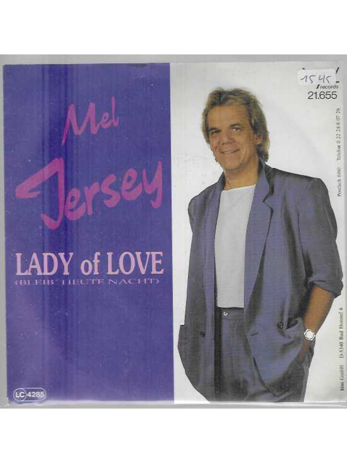 SINGLE / Mel Jersey – Lady Of Love (Bleib Heute Nacht)