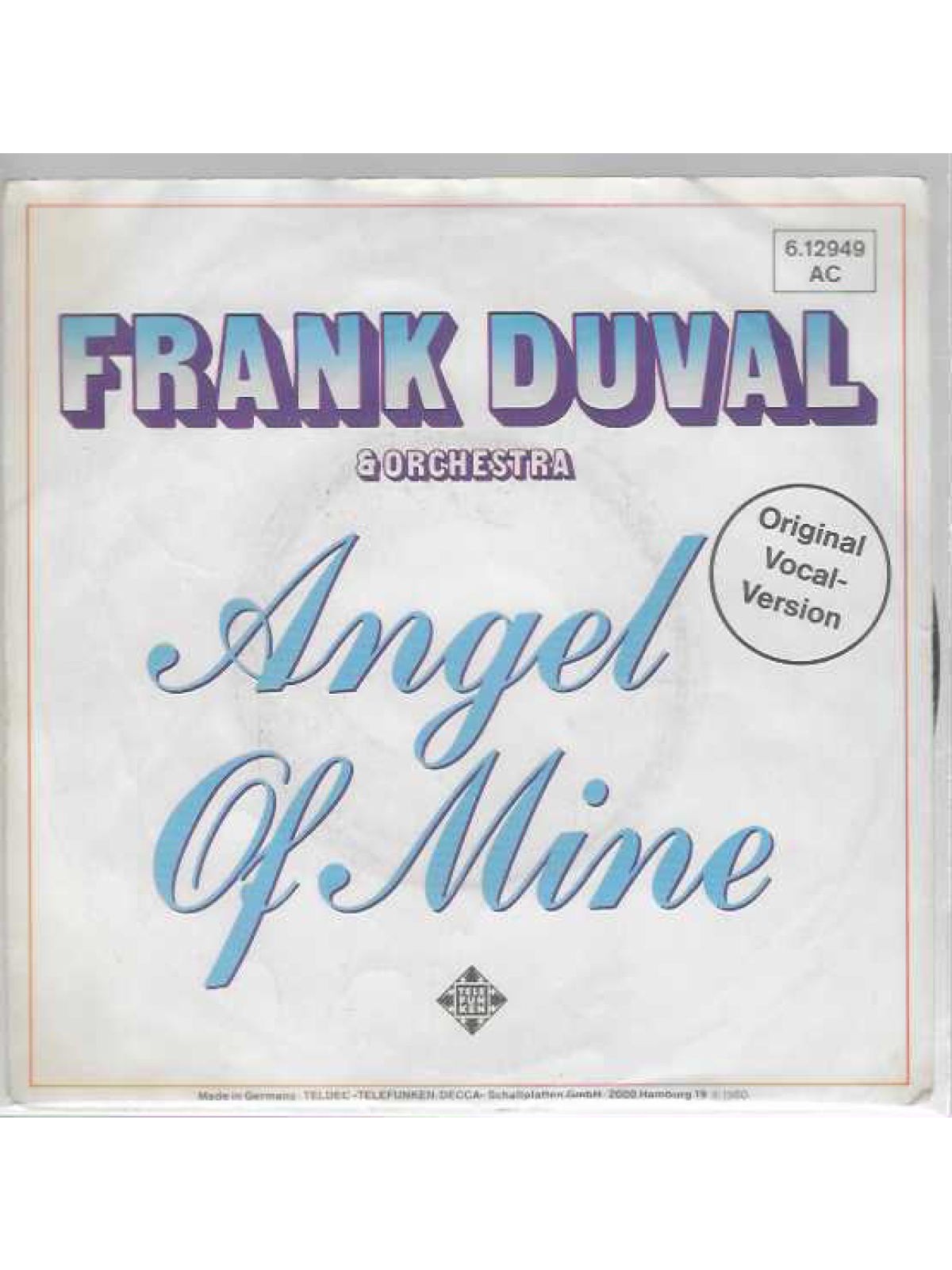 SINGLE / Frank Duval & Orchestra – Angel Of Mine